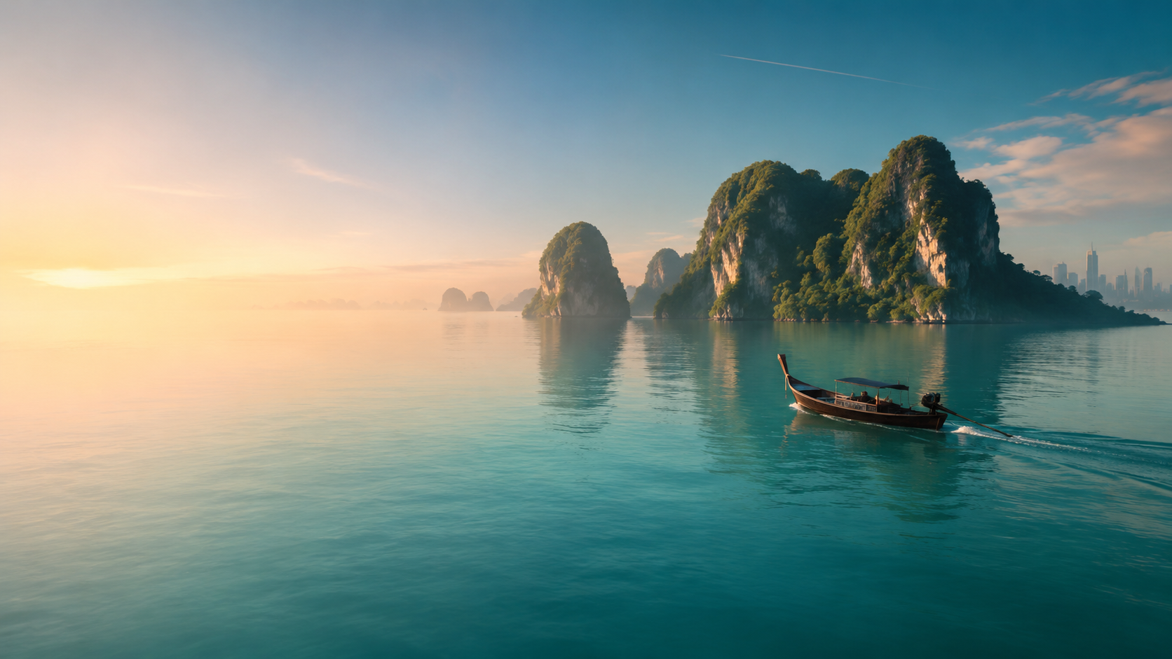 Tropische Inselwelt in Asien bei Sonnenaufgang